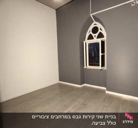 בניית שני קירות גבס במרחבים ציבוריים כולל צביעה. 